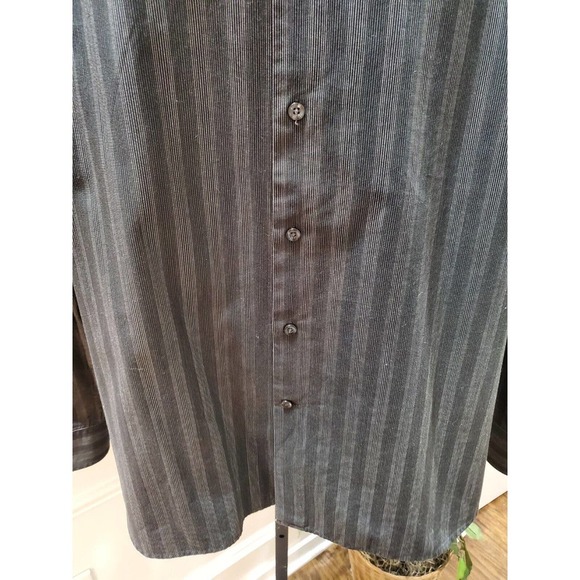 Perry Ellis Men Gray Striped Cotton Collared Long Sleeve Buttons Down Shirt 2XL - Picture 4 of 9